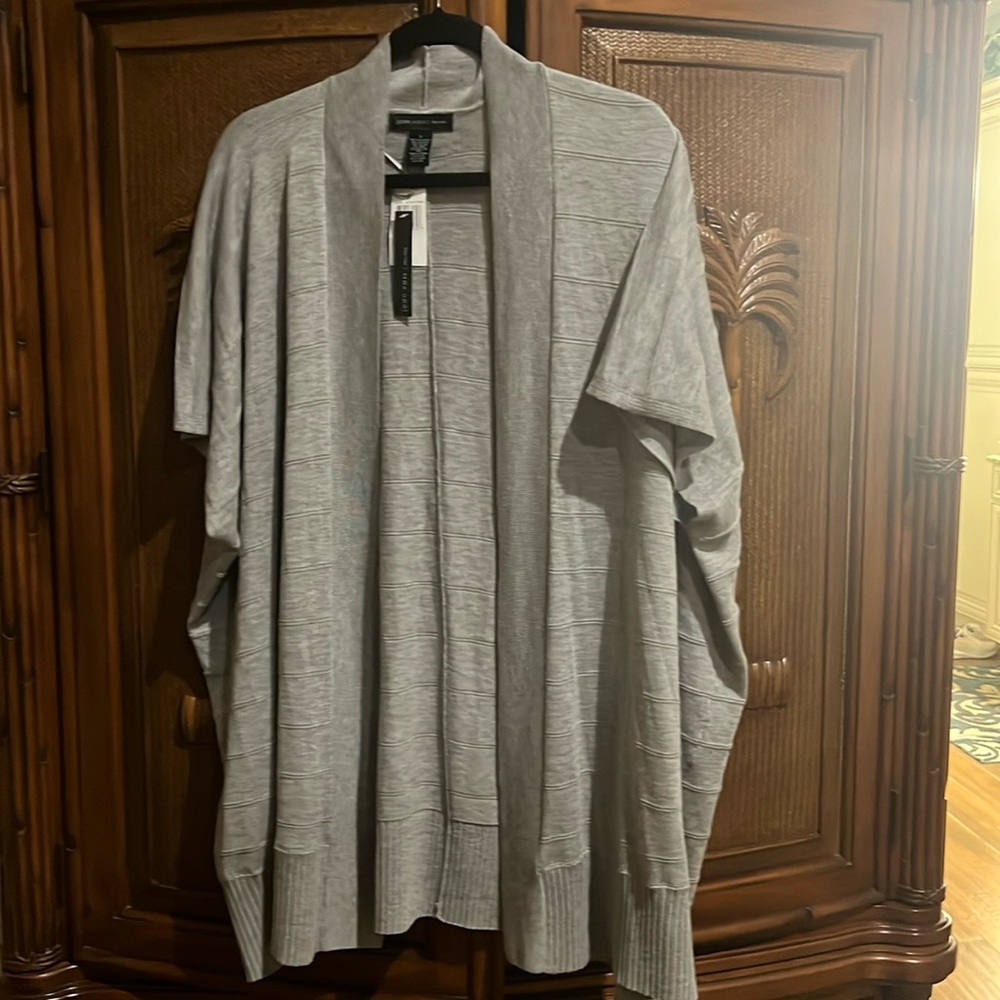 NWT Joan Vass SZ Small Kimono style sweater in Misty Heather Gray